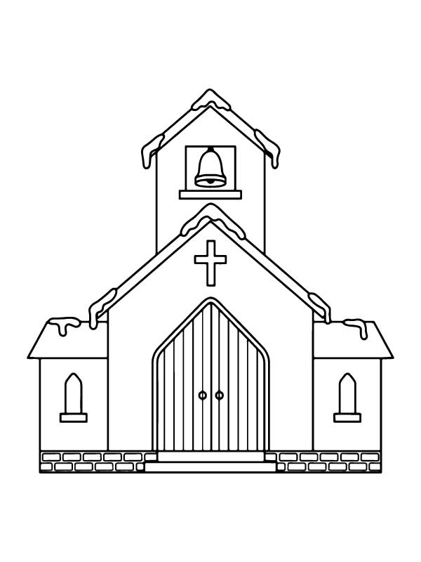 Christmas Church Coloring Page