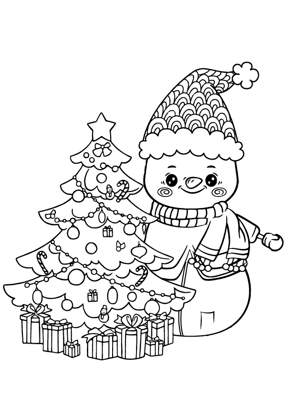 Christmas Cute Snowman coloring pages