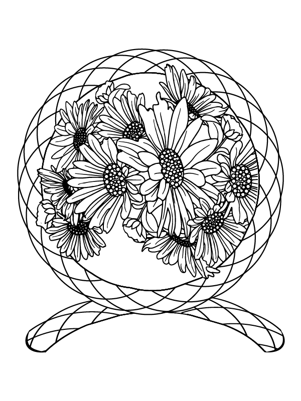 Circle Flower Printable Coloring Page
