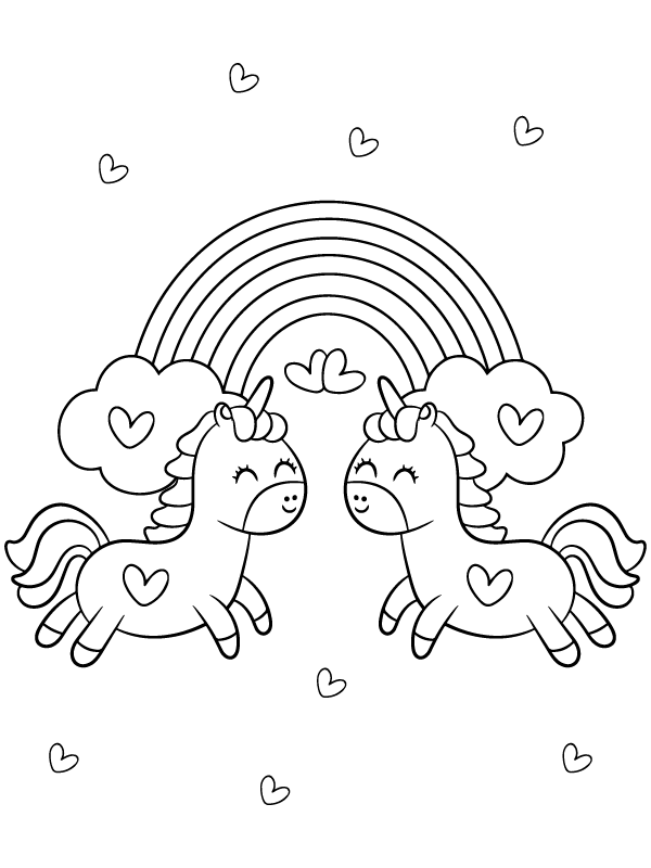 Couple Unicorn and Rainbow Valentines