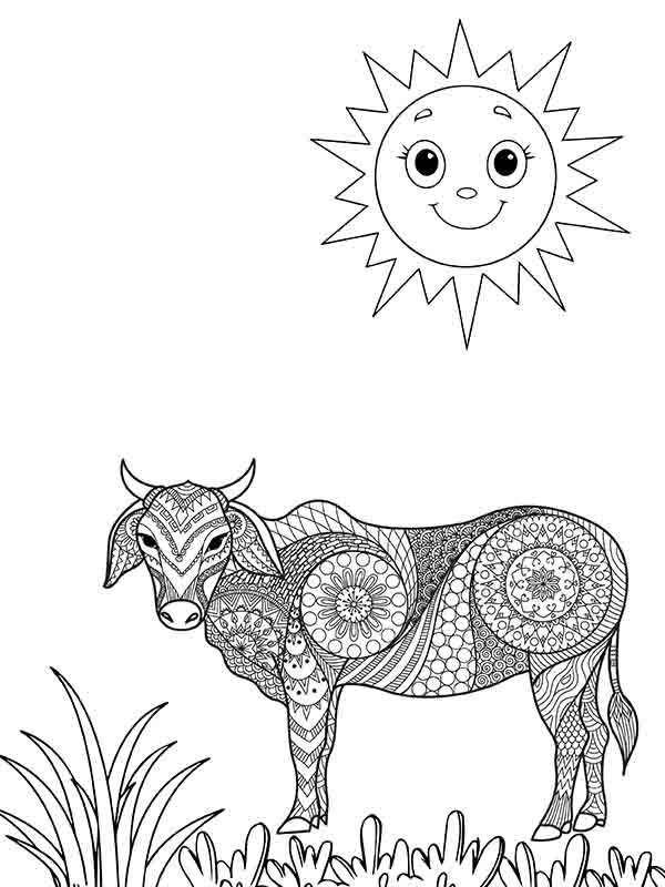 Cow Mandala and Smiling Sun
