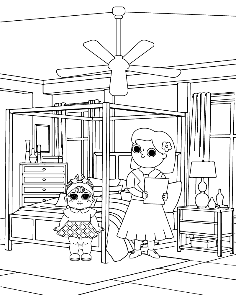Cozy Child's Room Coloring Page