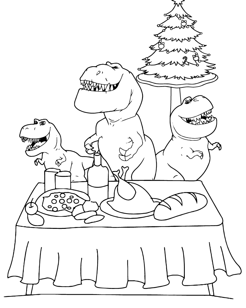 Dinosaur Family Christmas Dinner