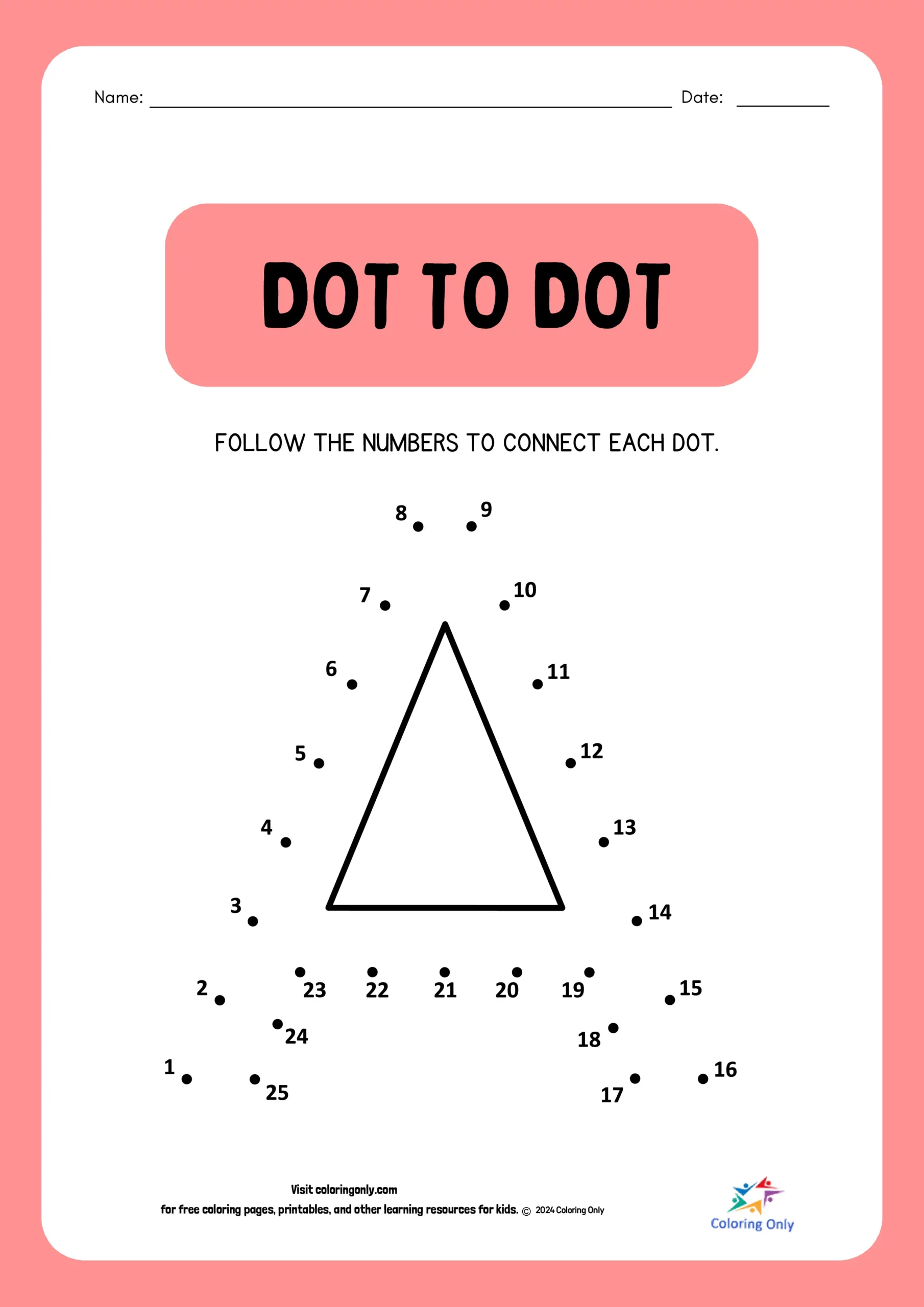 Dot to Dot Free Printable Worksheet