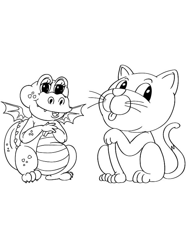 Dragon and Cute Cat