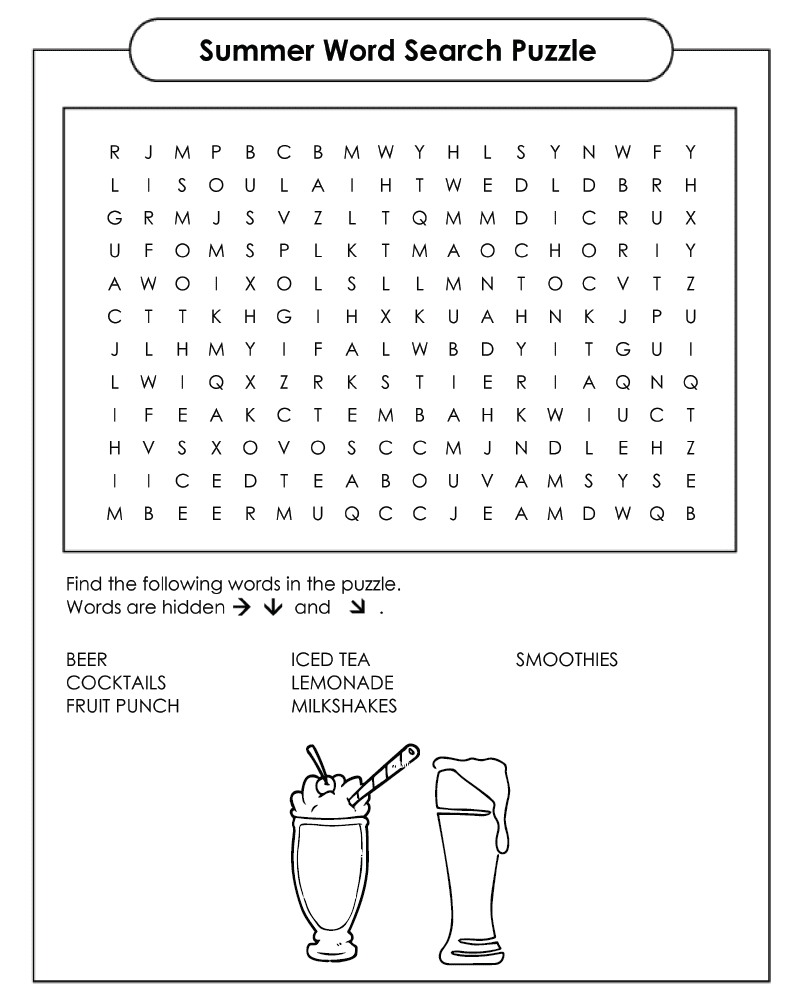 Summer Word Searches Coloring pages