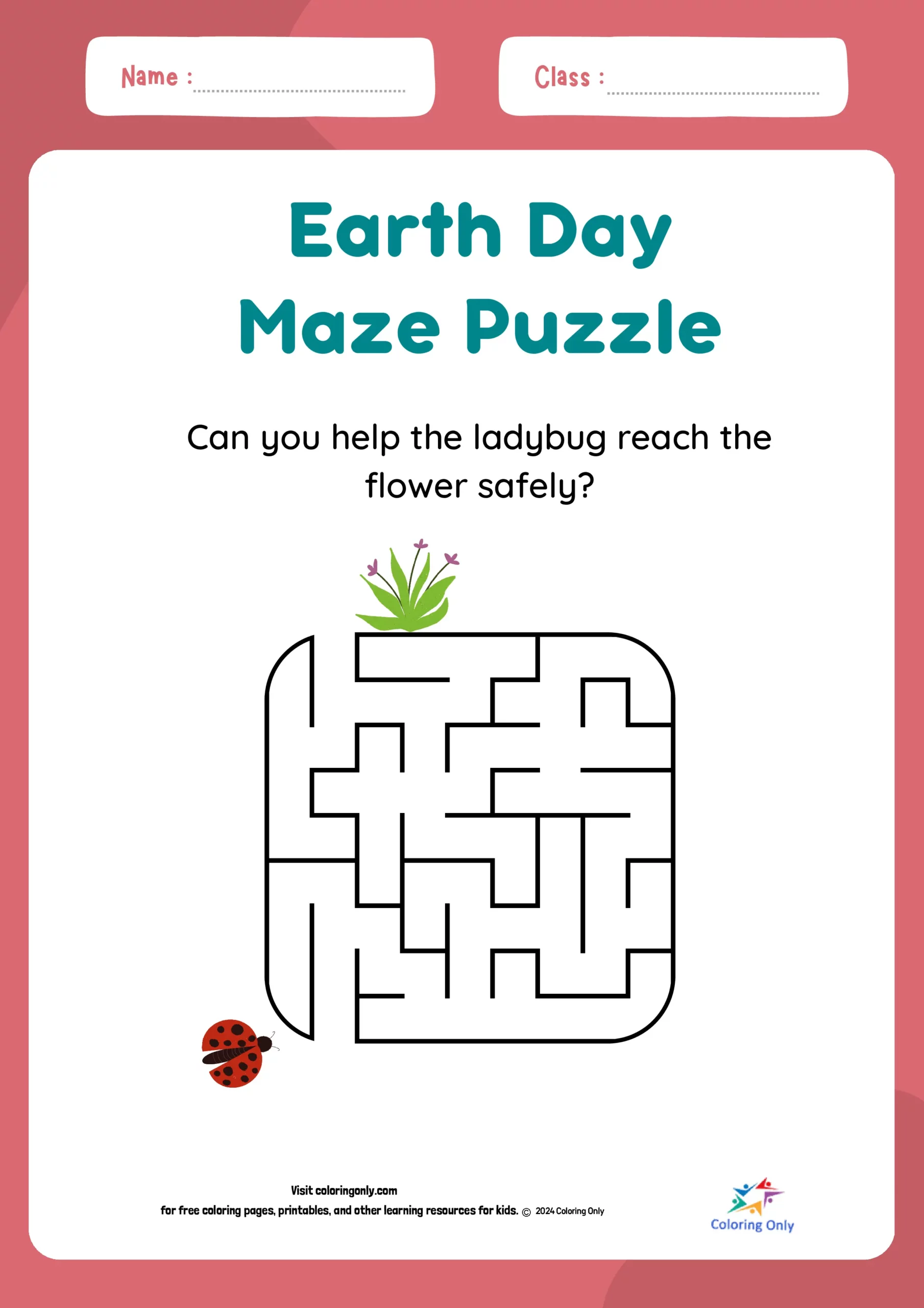 Earth Day Maze Puzzle Free Printable Worksheet