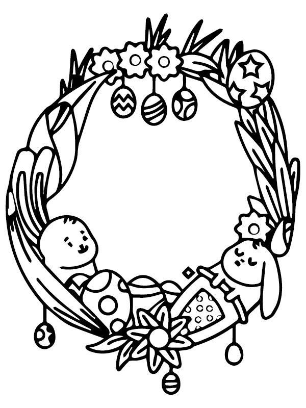 Easter Wreath with Eggs and Bunnies