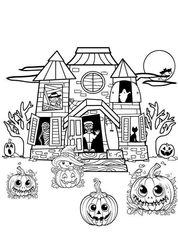 Easy Drawing Kawaii Halloween Coloring Pages