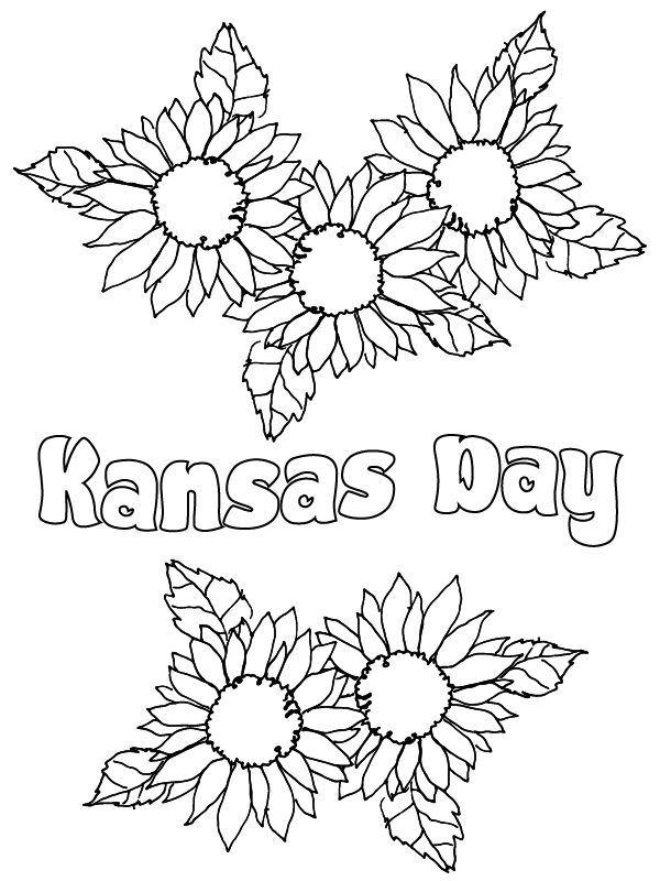 Easy Kansas Day Coloring Page