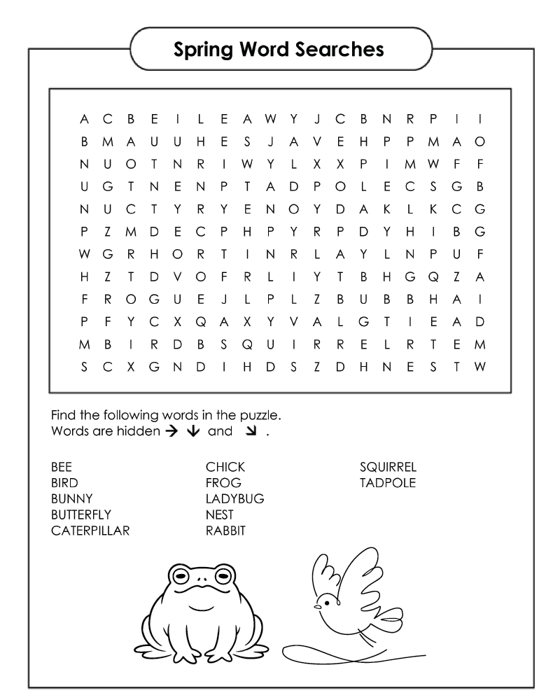 Easy Spring Word Searches