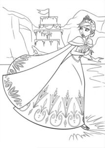 Elsa is Running Coloring Page