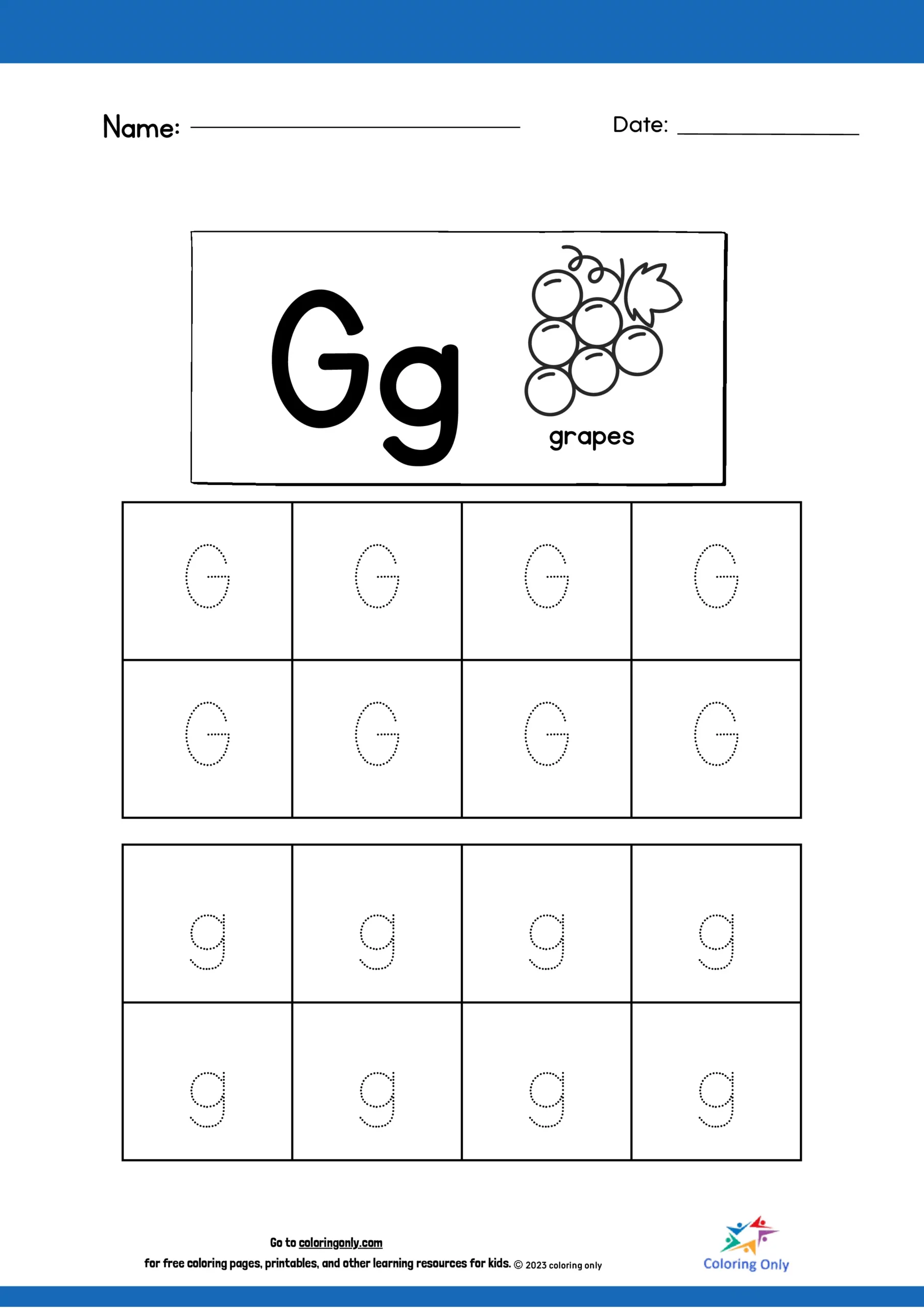 Letter G Tracing Free Printable