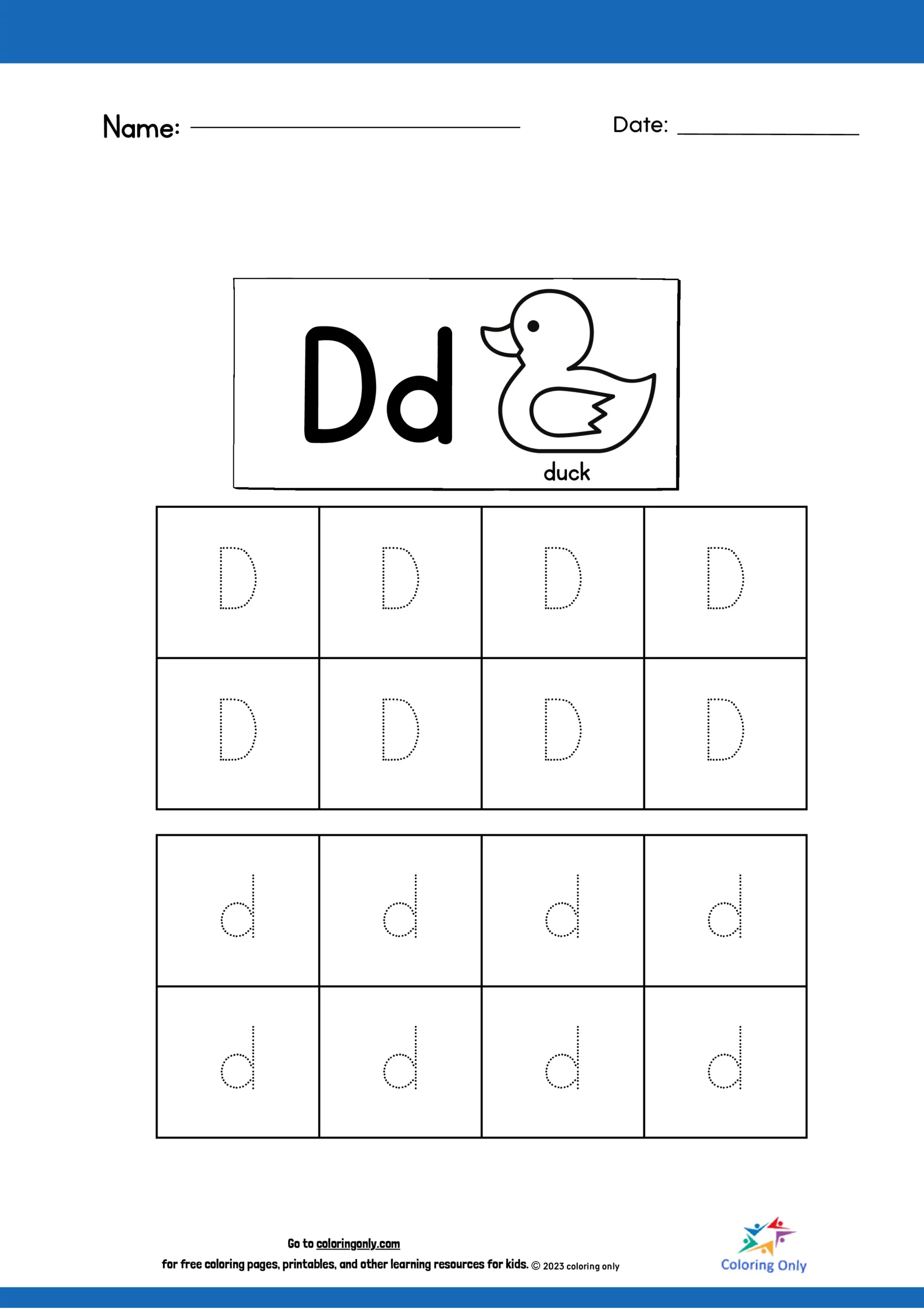 Letter D Tracing