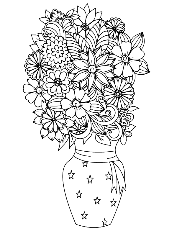 Flower in a Vase Coloring Page