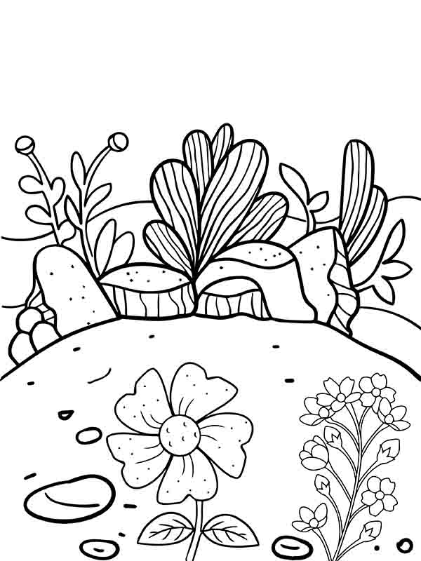 Flowers and Plants Garden Coloring Page