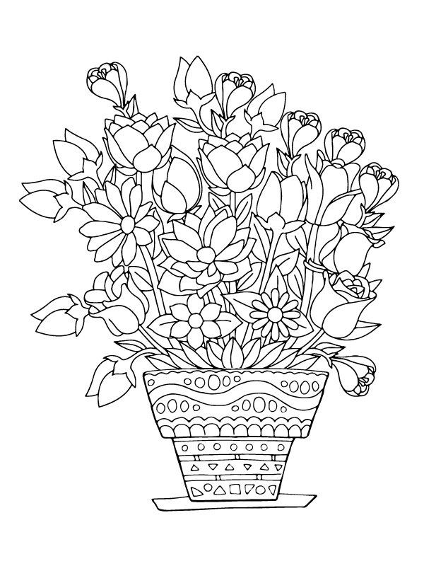 Flowers Design for Adult Coloring Page
