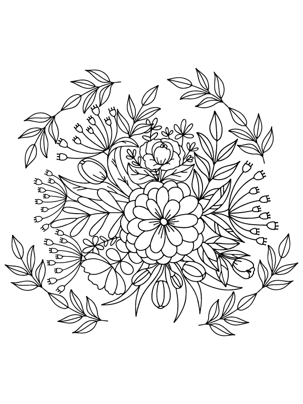 Flowers for Adult Coloring Page