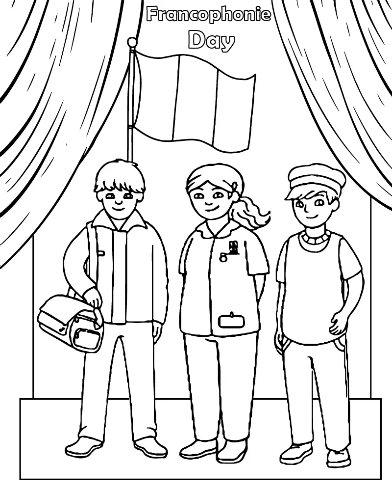 Francophonie Day Flag Coloring Page