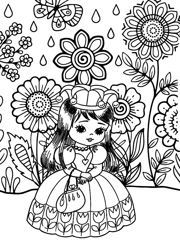 Free Printable Cute Princess and Flower Petals