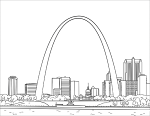 Página para colorir do Gateway Arch