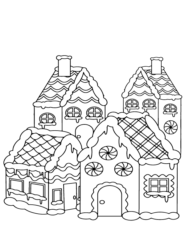Gingerbread Many house Coloring Pages