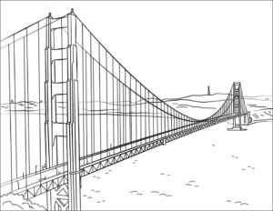 Desenho de Golden Gate Bridge para colorir