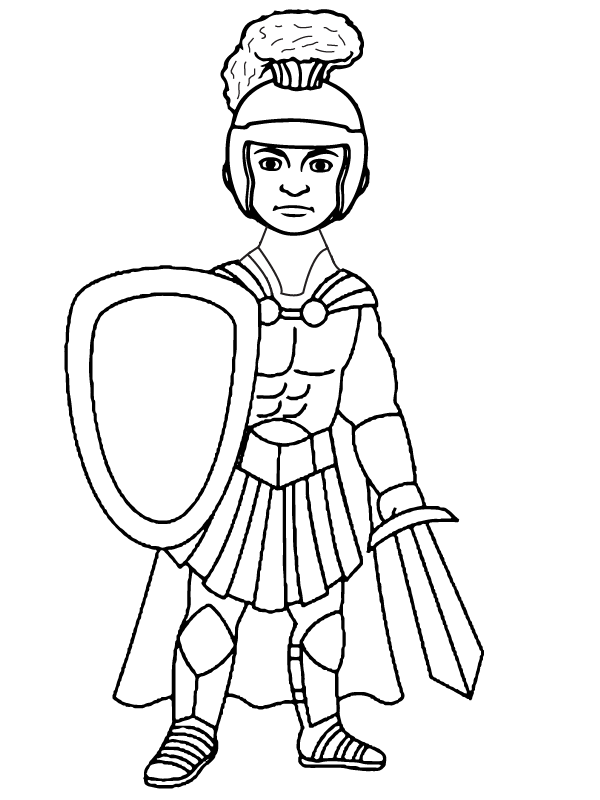 Greek God Ares with Shield and Sword