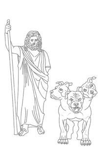 Hades ad Angry Cerberus Coloring Page