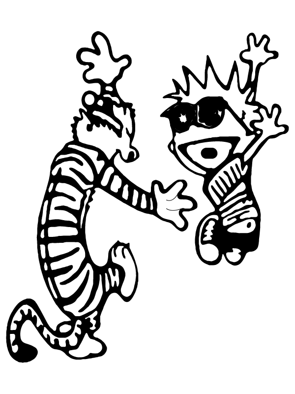 Happy Calvin and Hobbes Jumping