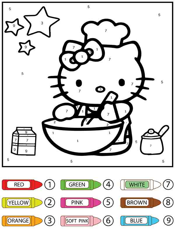 Hello Kitty Baking Color By Number