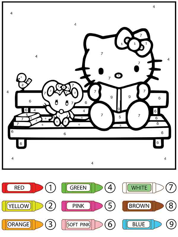 Hello Kitty Reading Color By Number