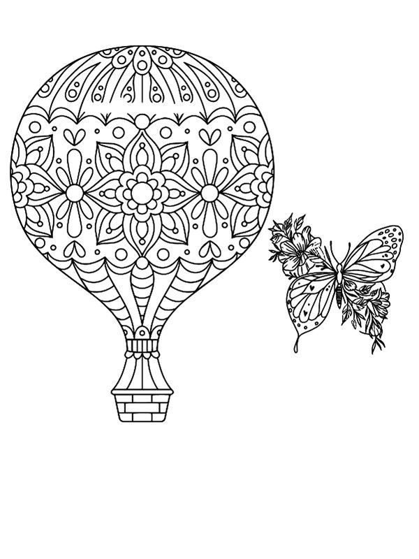 Hot Air Balloon with Flower Mandala