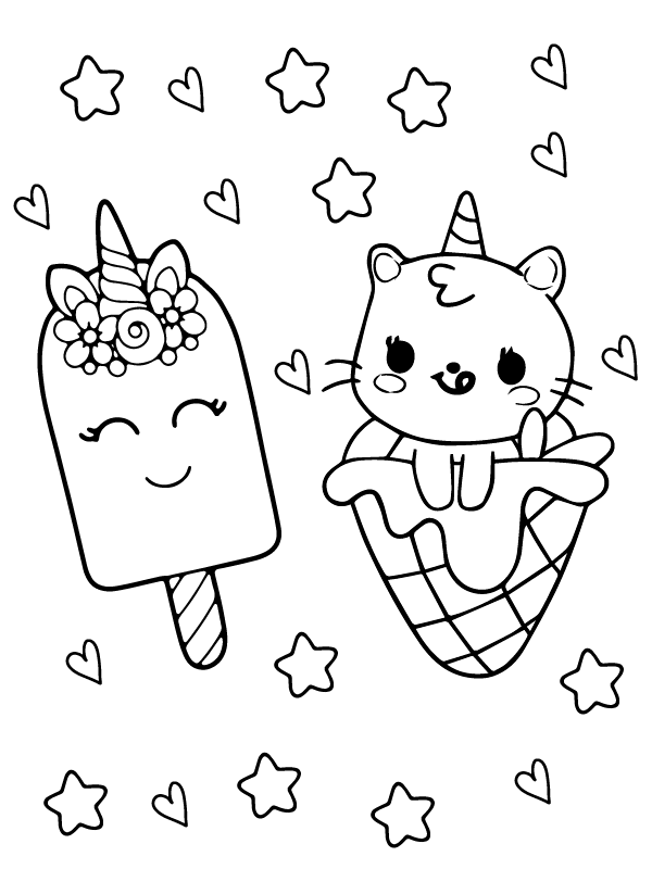 Ice Cream Unicorn Cat Kawaii Valentines