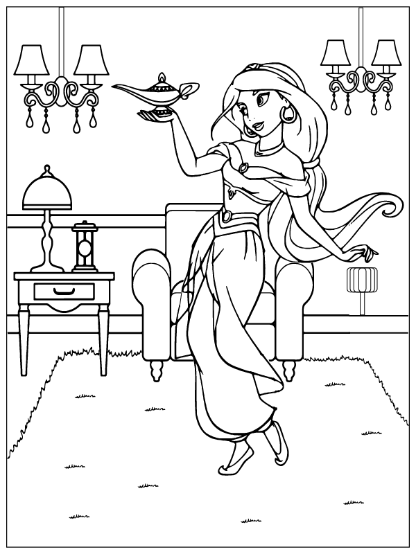 Jasmine's Enchanting Outfit Coloring Page