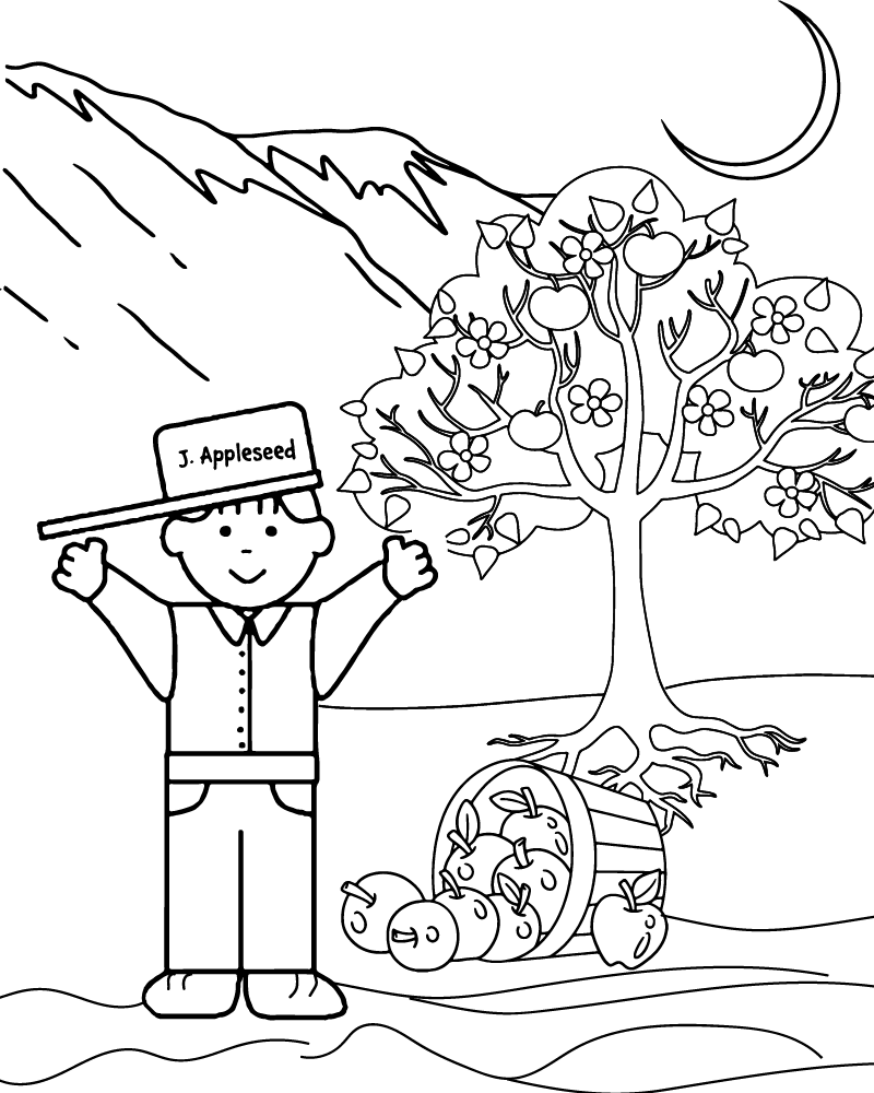 Johnny Appleseed crafts coloring page