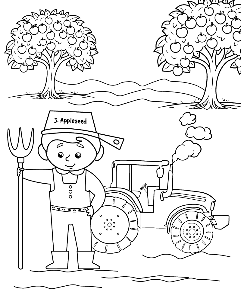 Johnny Appleseed legend coloring page