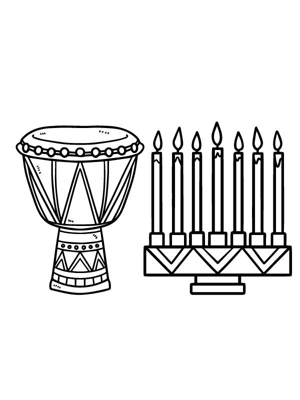 Kwanzaa Djembe Isolated Coloring Pages
