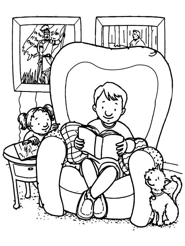 Latter-day Saint Kids Reading a Bible