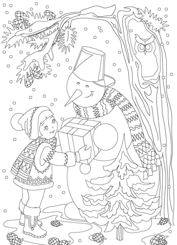 Little Girl With Snowman