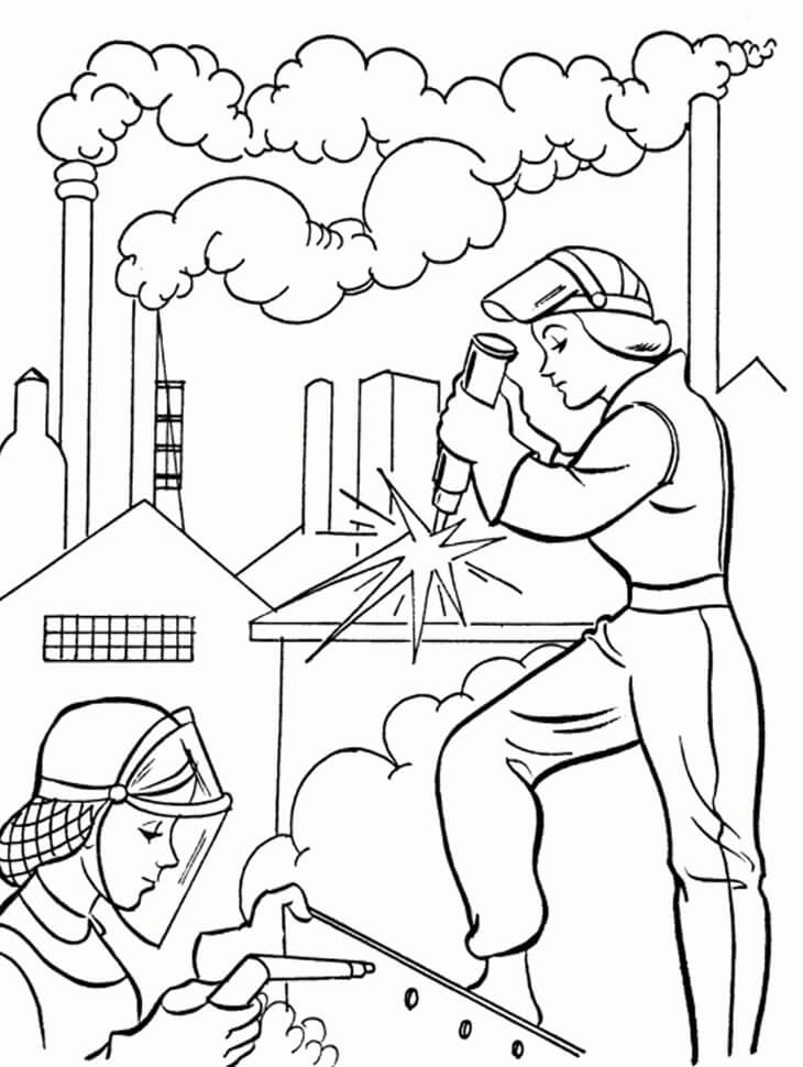 Men and Women Worker Coloring Page