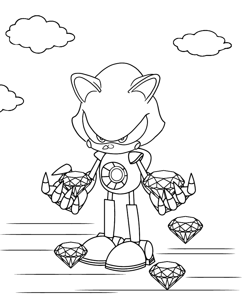 Metal Sonic holding Chaos Emeralds