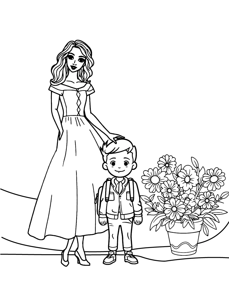 Mom and Cute Son