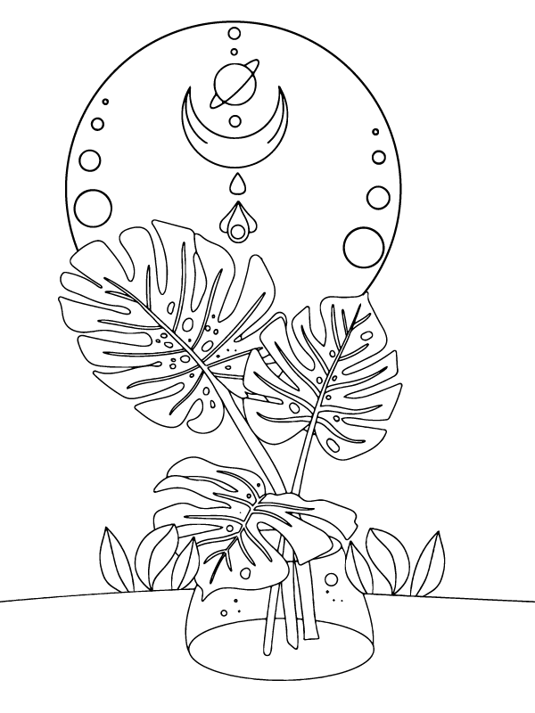 Moonlight Plants Coloring Page