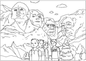 Desenho de Monte Rushmore para colorir