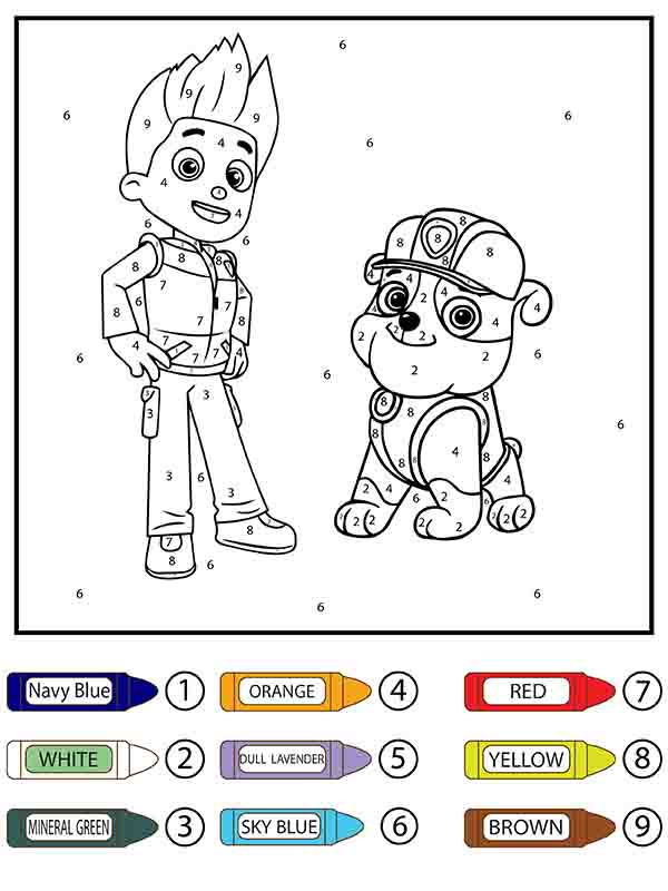 Paw Patrol Alex Porter and Rubble Color by Number