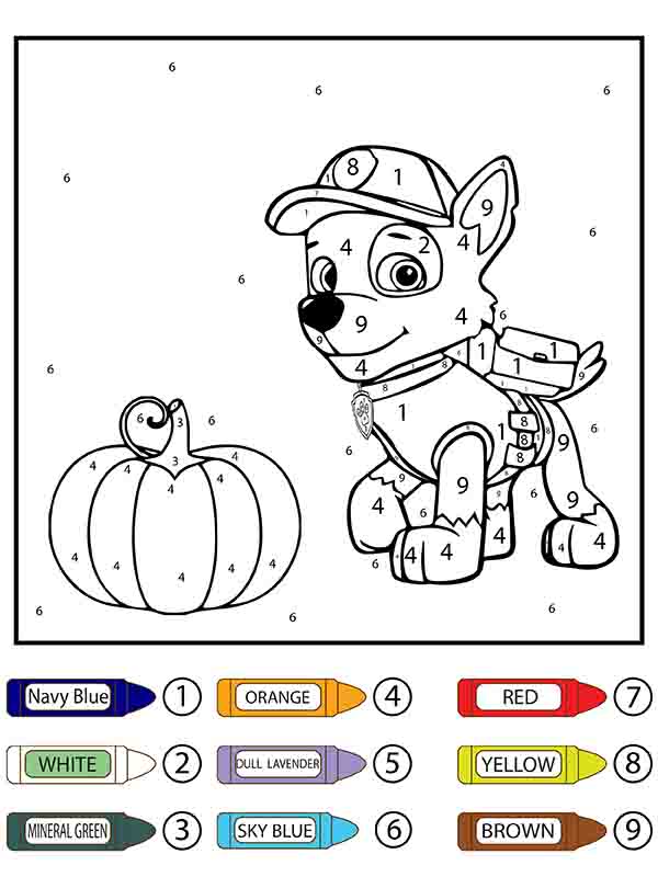Paw Patrol Rocky and Squash Color by Number