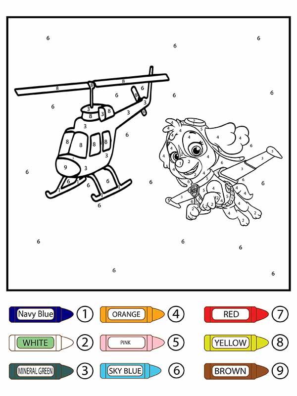 Paw Patrol Skye Flying and Helicopter Color by Number