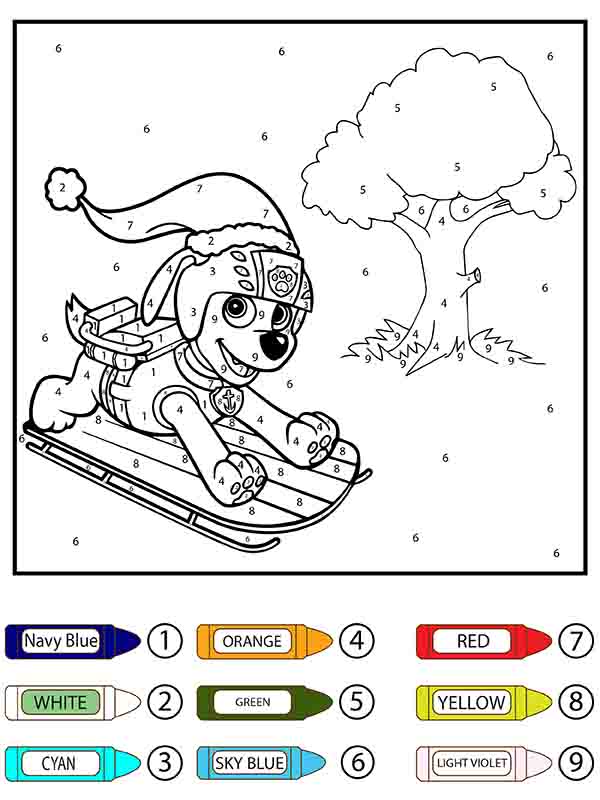 Paw Patrol Zuma Skating Color by Number