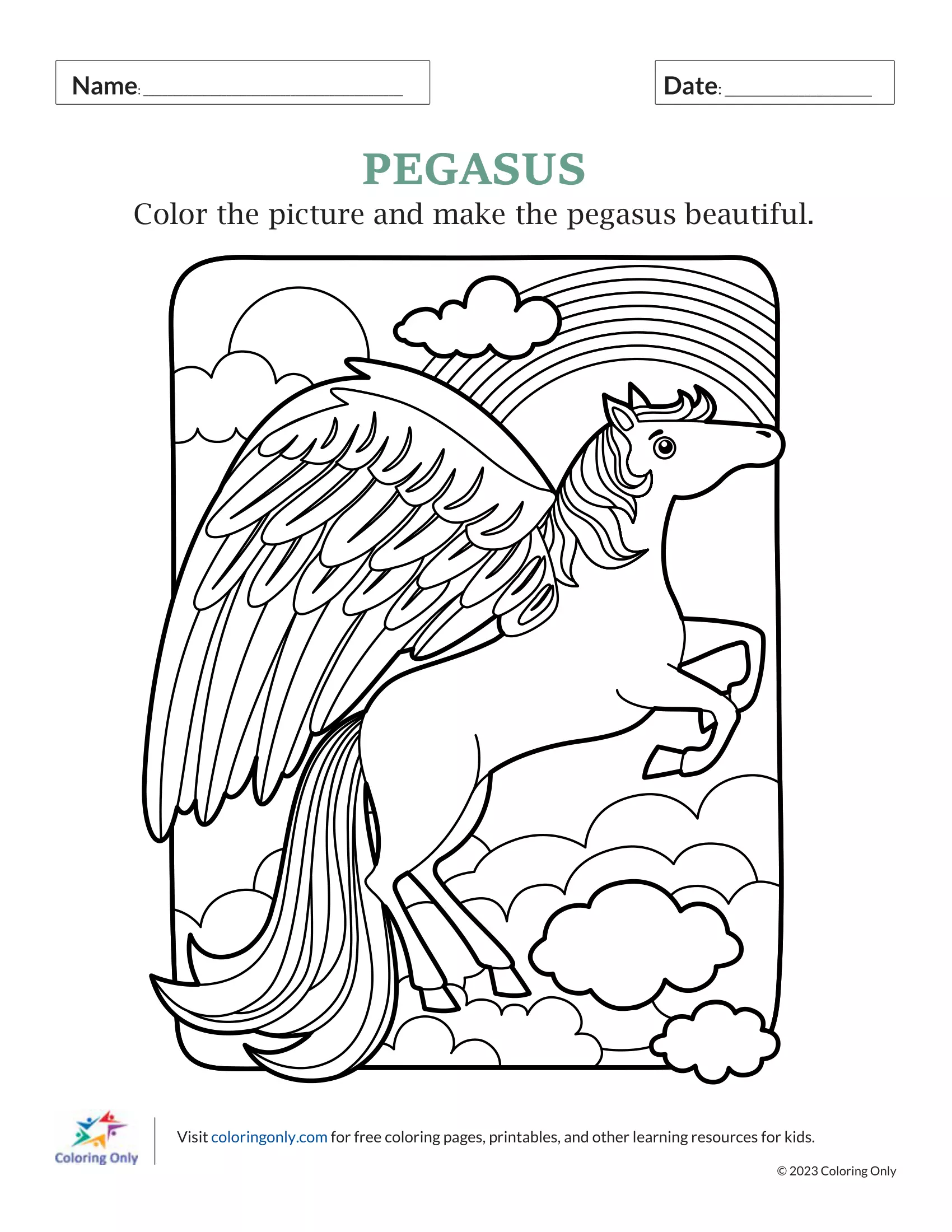 Pegasus Free Druckbare Arbeitsblätter